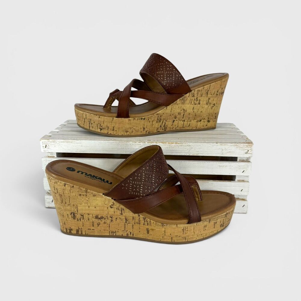 Makalu California Lucila Wedge Sandals Size 7.5